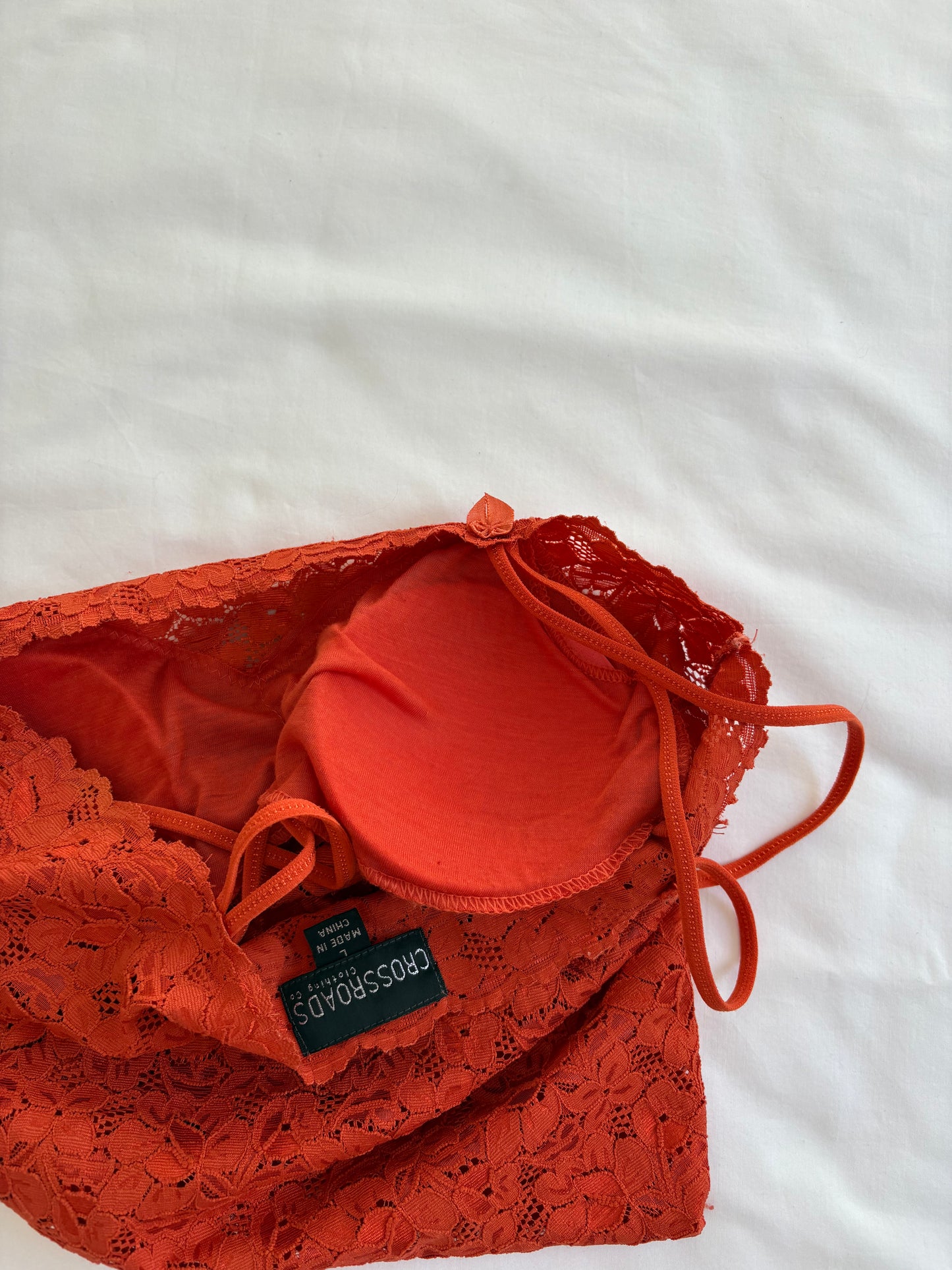 00’s Crossroads orange lace cami | Size large