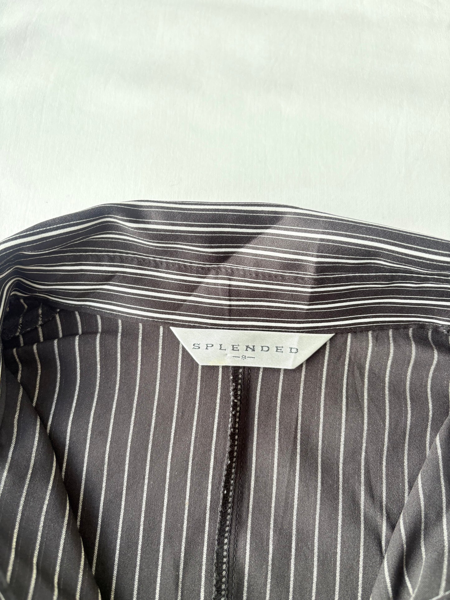00’s Black pinstripe cinched shirt | Size 12