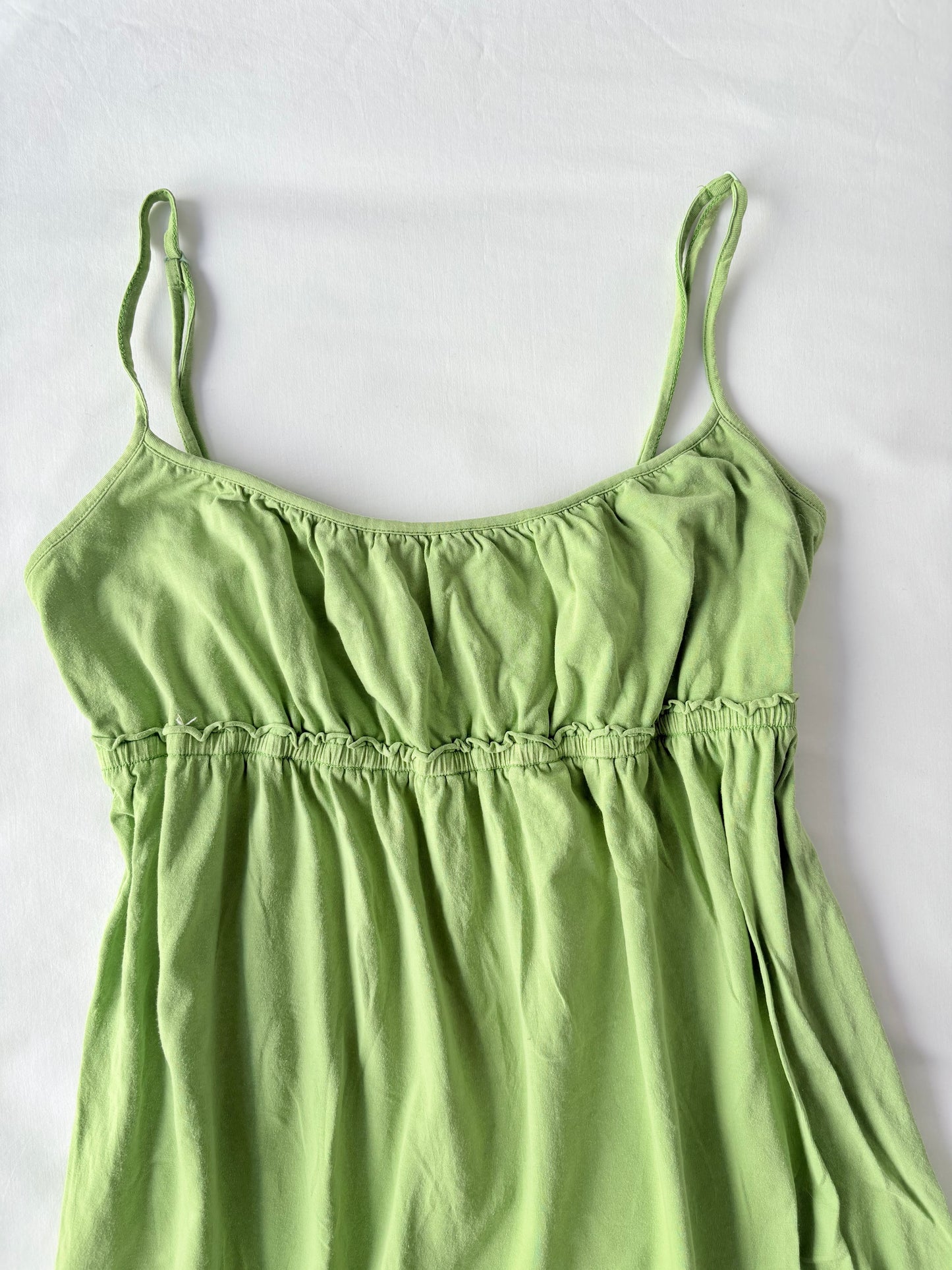 00’s Ruffle green mini dress | Size 8-10