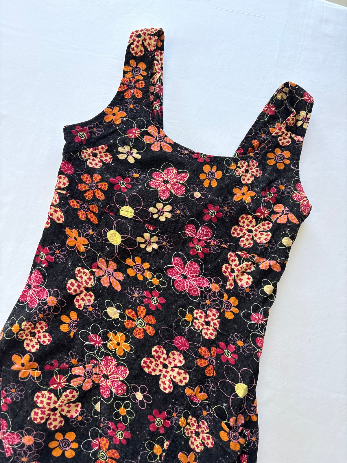 00’s Corduroy floral mini dress | Size 8