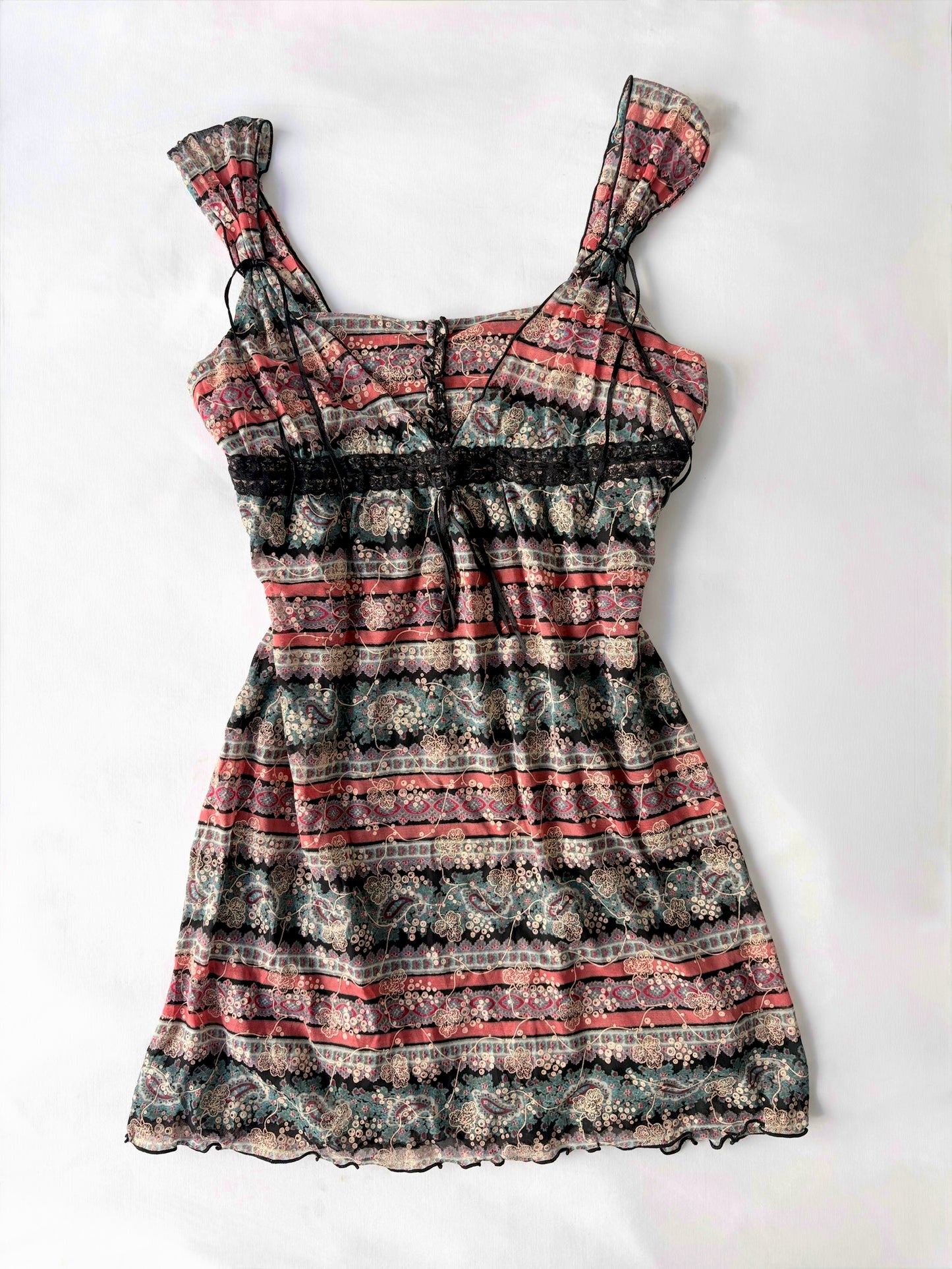 00’s Queue floral boho mini dress | Size 8-10