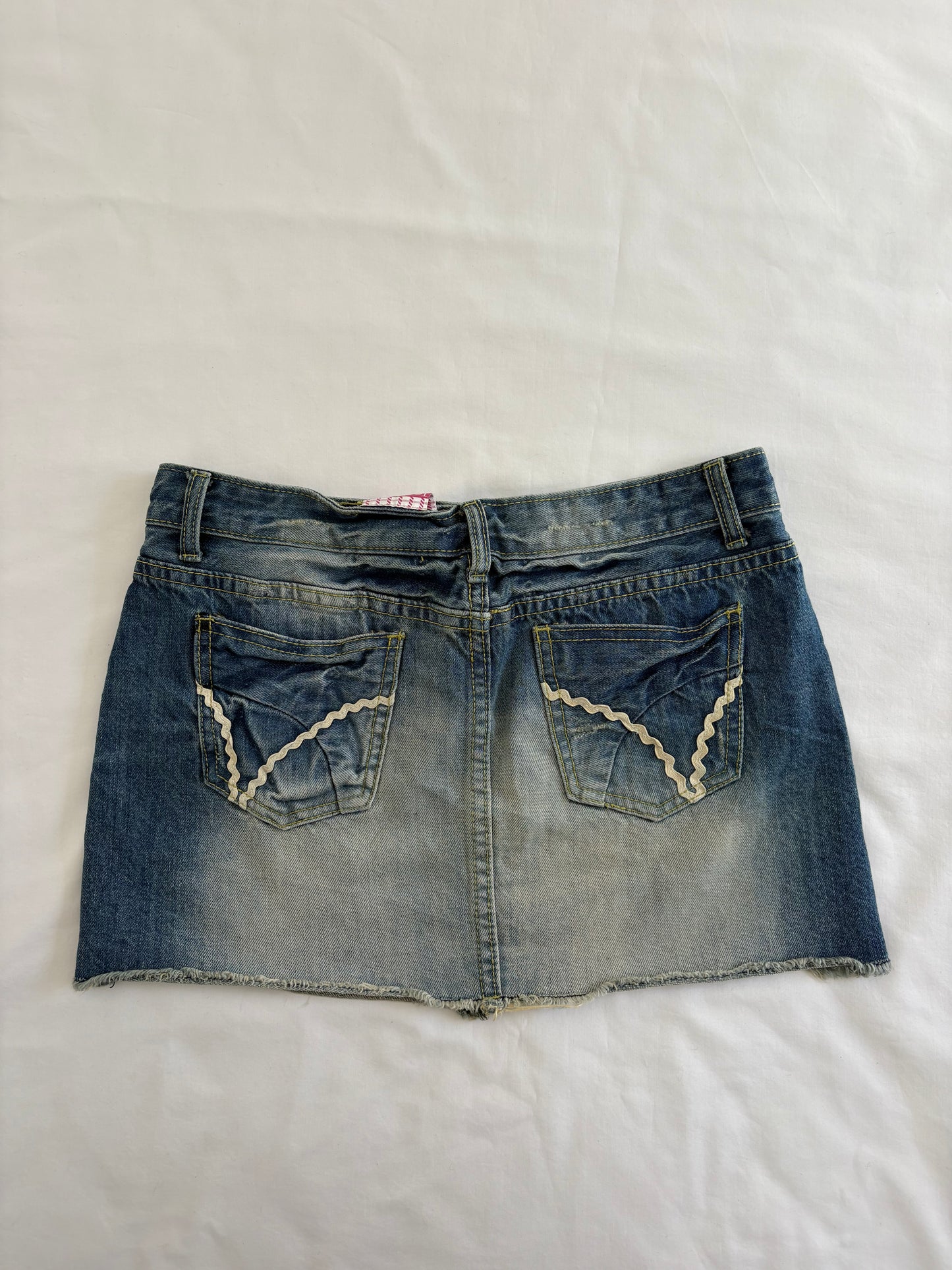 00’s Ribbon denim mini skirt | Size 8