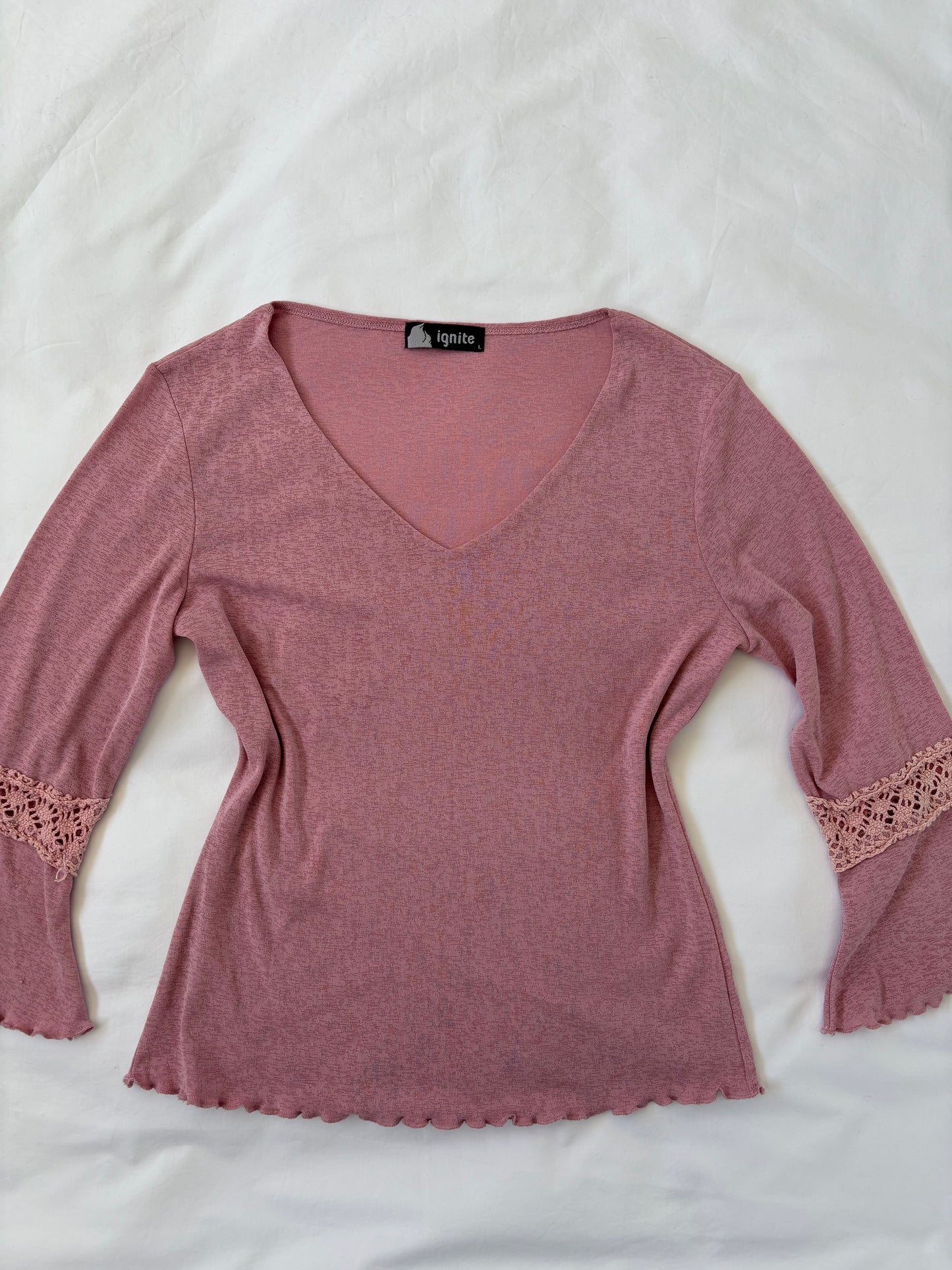 00’s Flared pink top | Size large