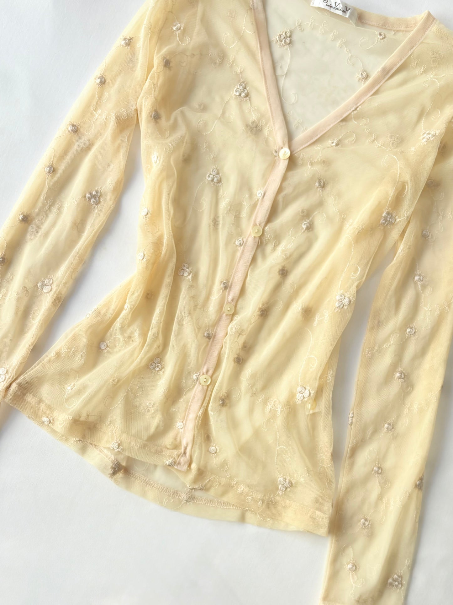 00’s Michel Klein Paris embroidered top | Size 8