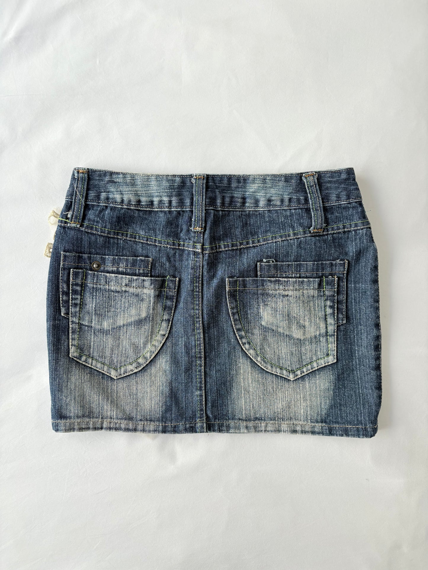 00’s Lace denim mini skirt | Size 10