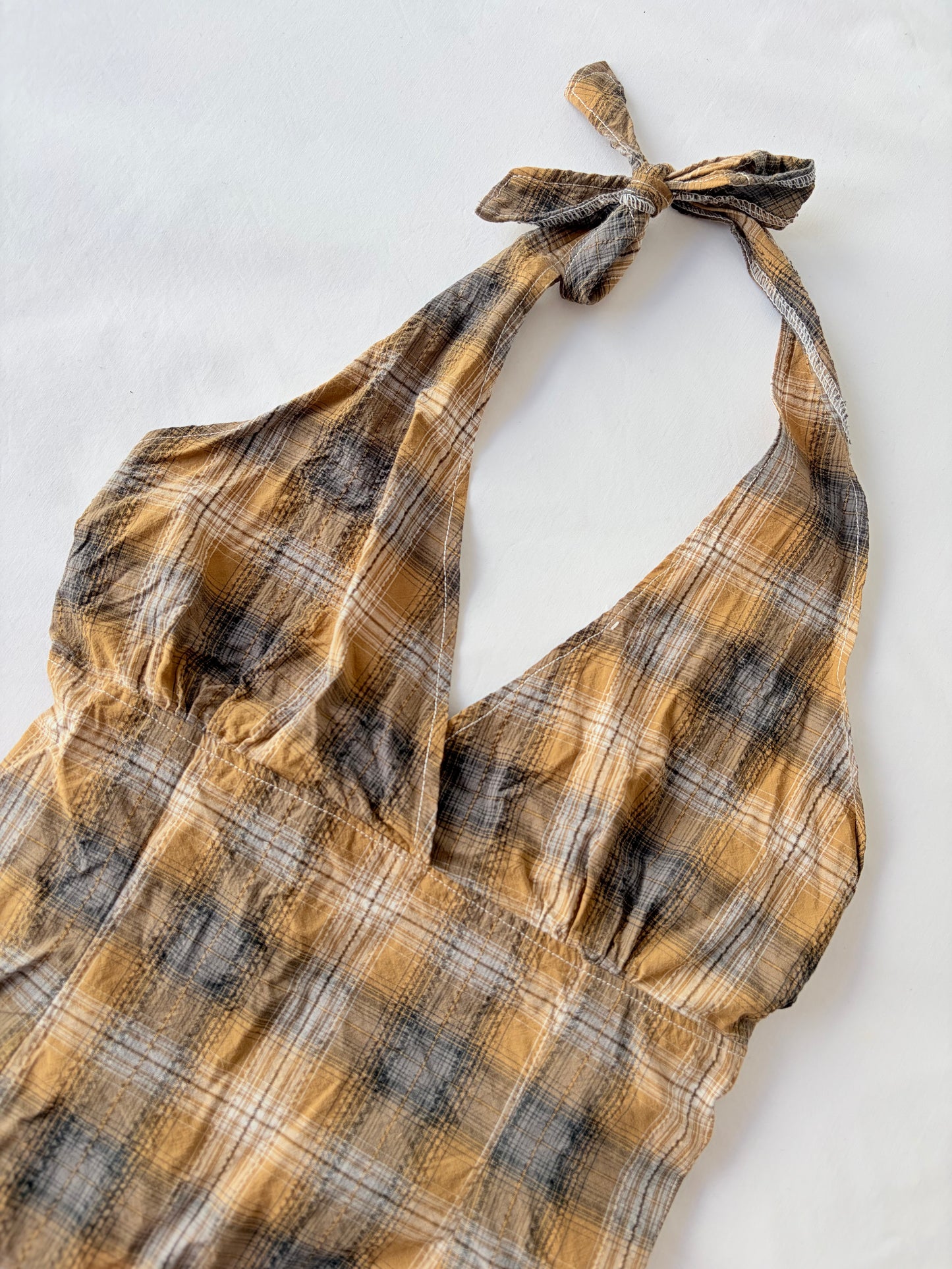 00’s Orange plaid halter tank | Size 12
