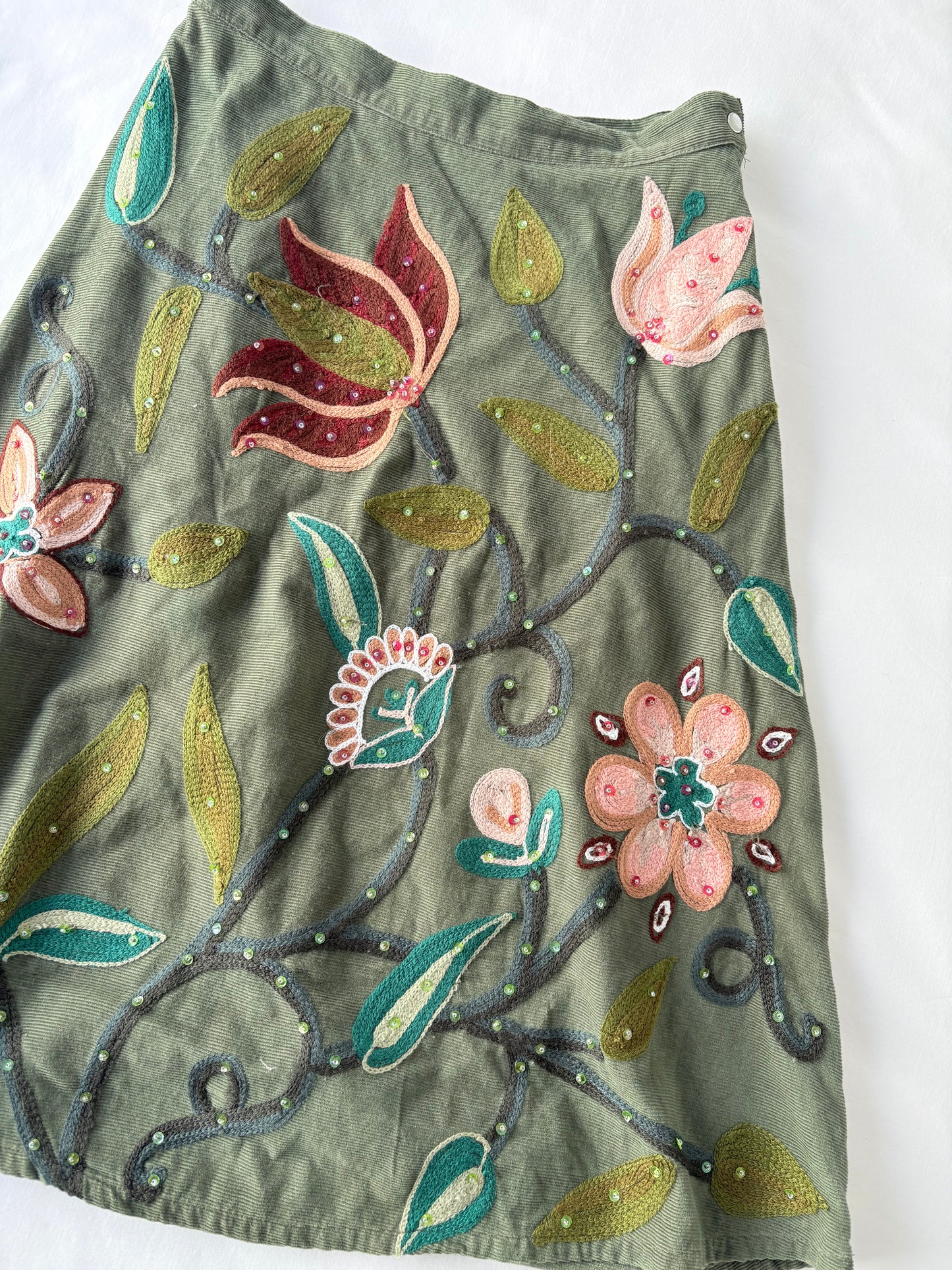 00’s Beaded green midi skirt | Size 6