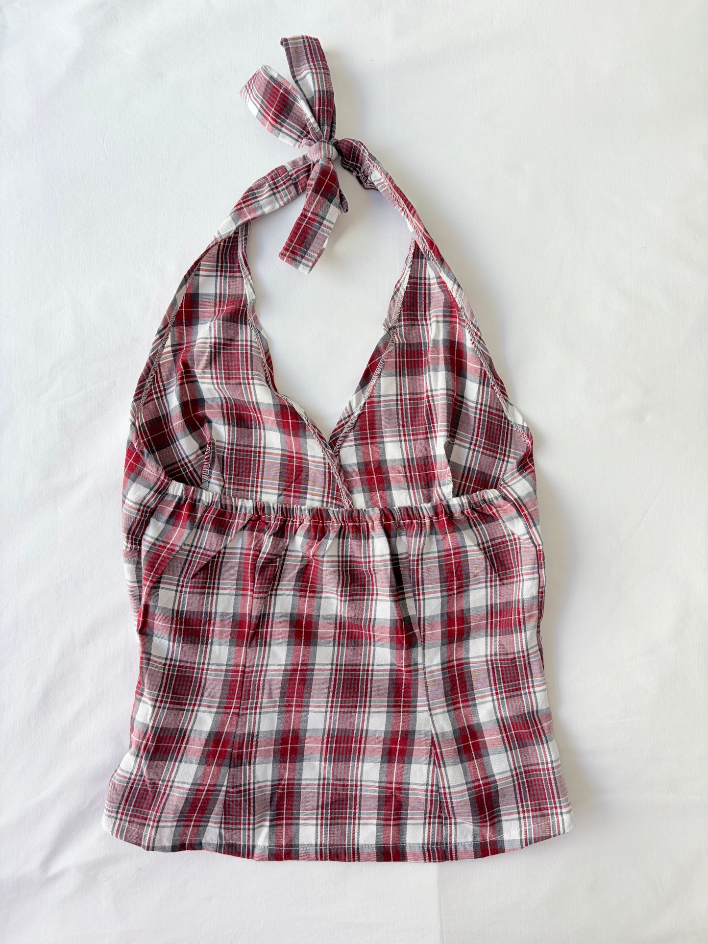 00’s Red plaid halter tank | Size 10-12