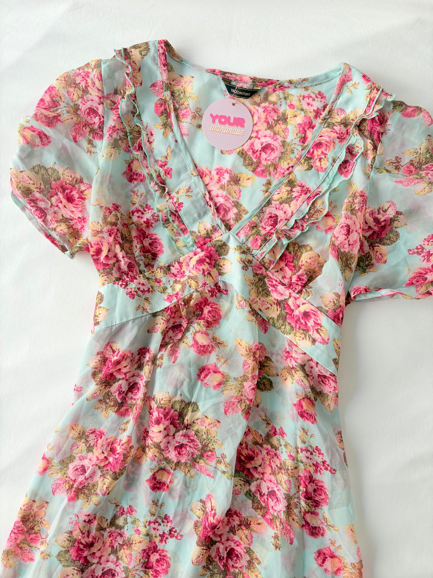 00’s Silk floral tie mini dress | Size 10