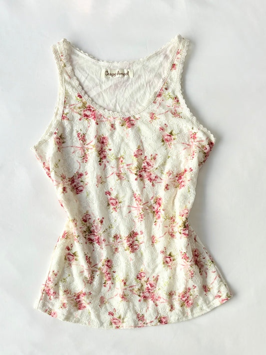 00’s Crazy Angel floral lace tank | Size 10