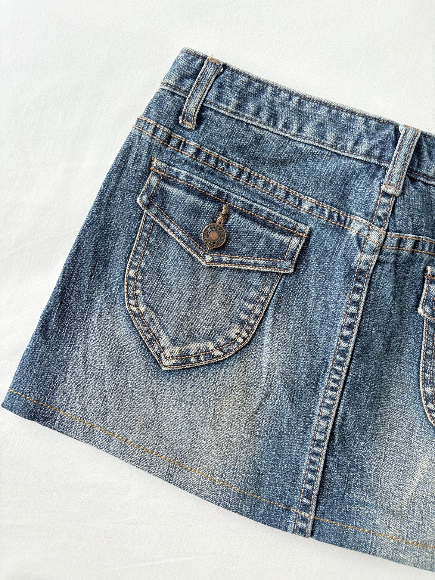 00’s Denim pocket mini skirt | Size 8