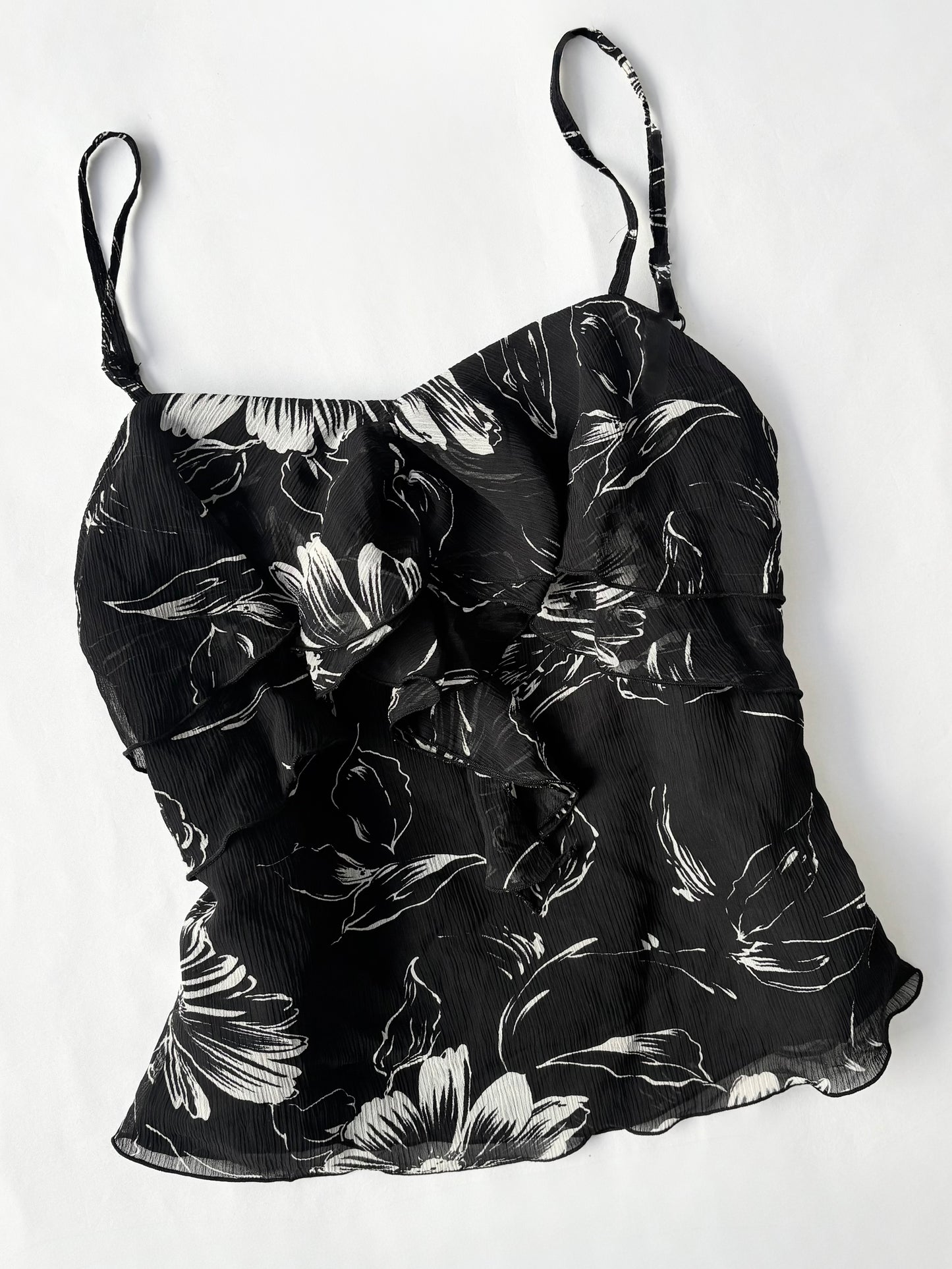 00’s Japanese frill floral top | Size 8