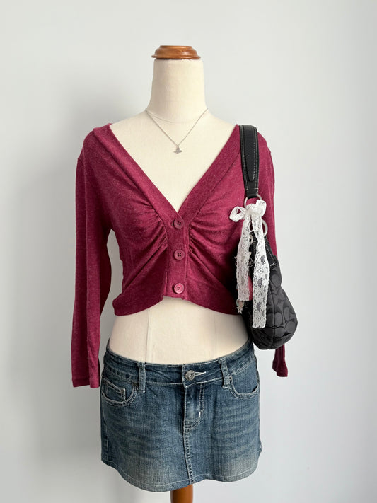 00’s Berry cropped cardigan | Size 10-12