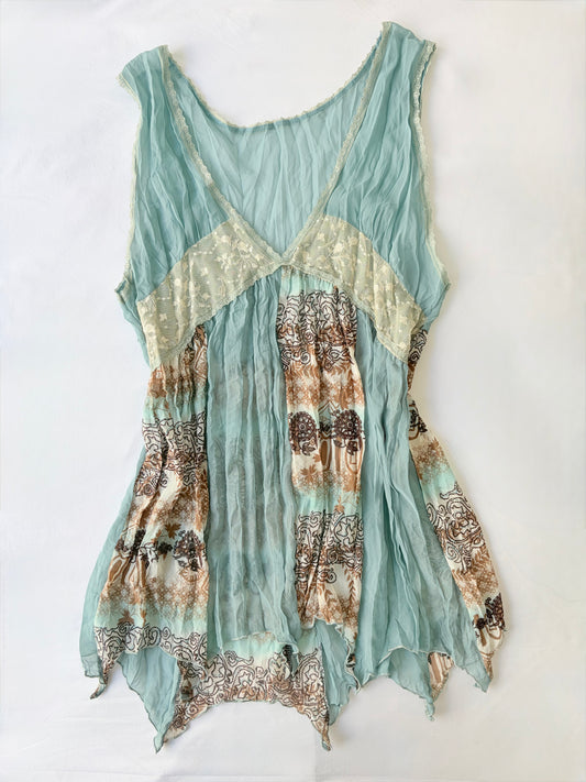00’s Turquoise asymmetrical top | Size 14
