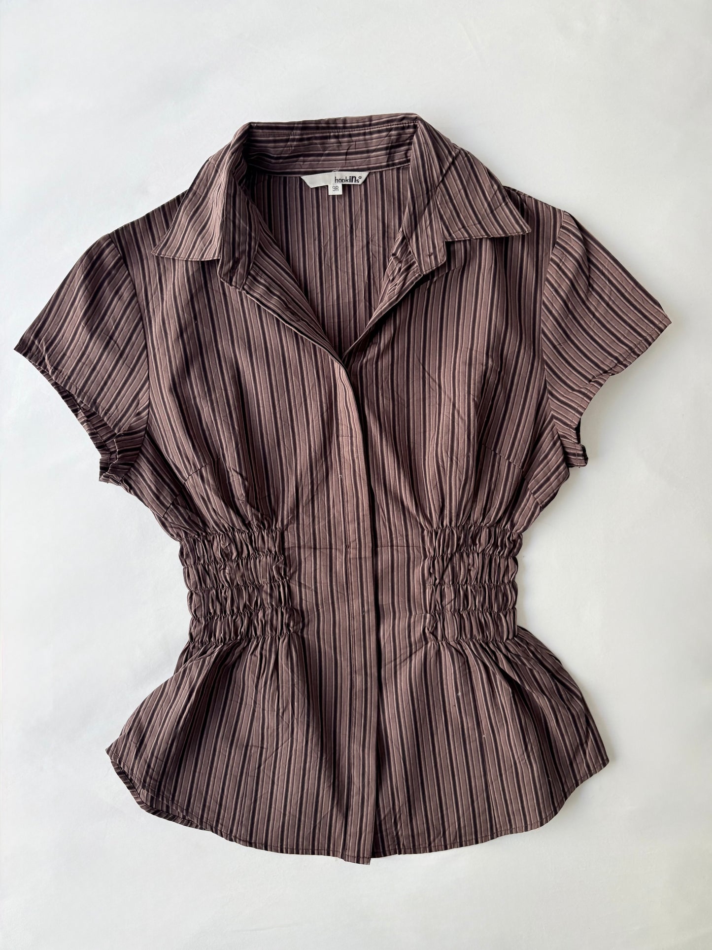 00’s Hopkins brown cinched shirt | Size 8