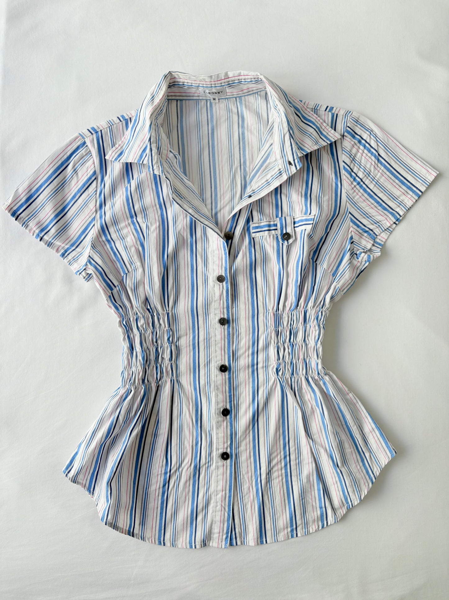 00’s Cinched striped shirt | Size 10