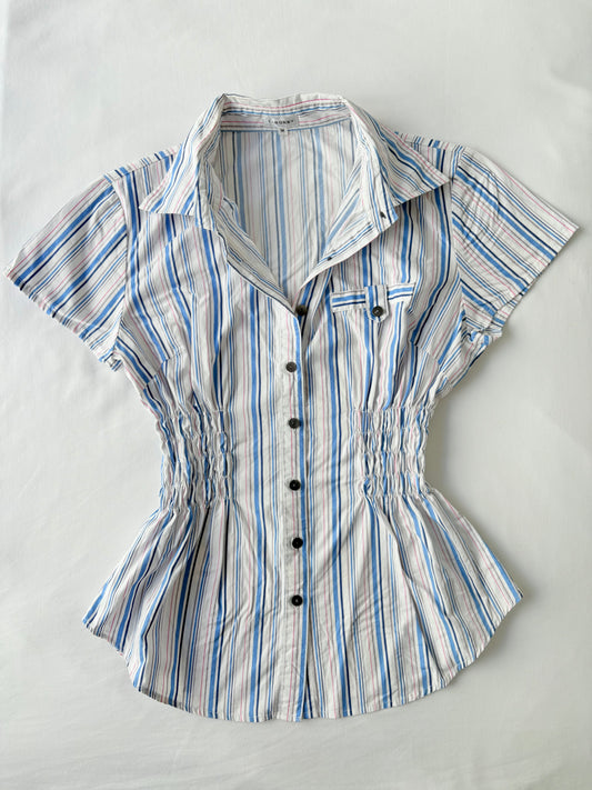 00’s Cinched striped shirt | Size 10