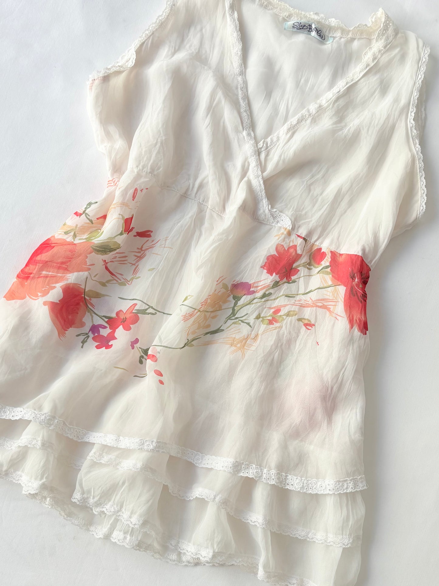 00’s Sky Bomber floral layered top | Size 12