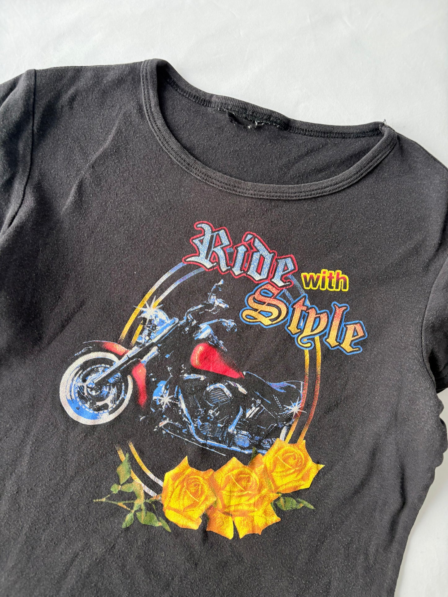 00’s Ride with style baby tee | Size large