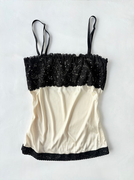 00’s Cream rhinestone cami | Size 8