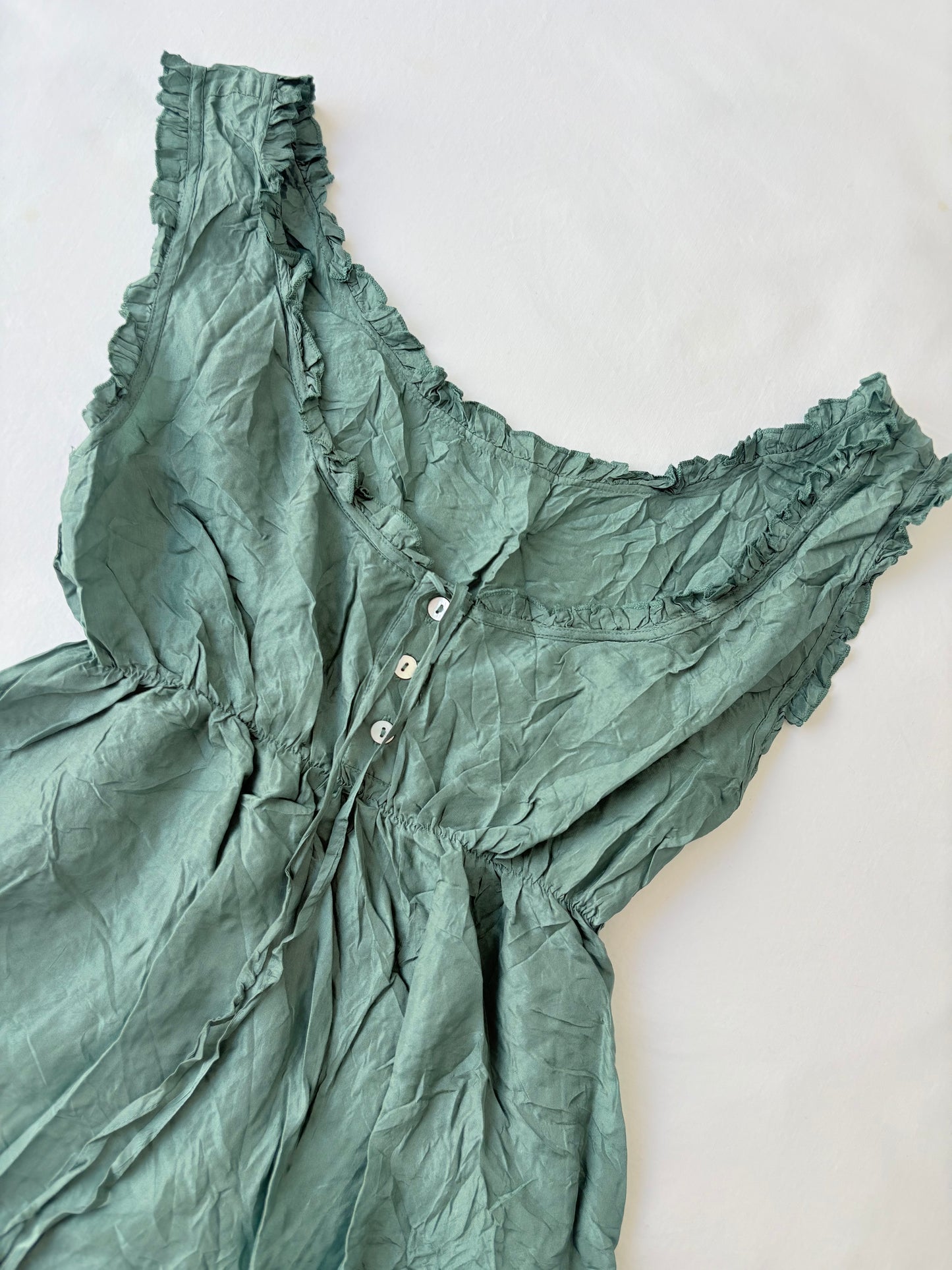 00’s Sage crinkle tie top | Size 10-12