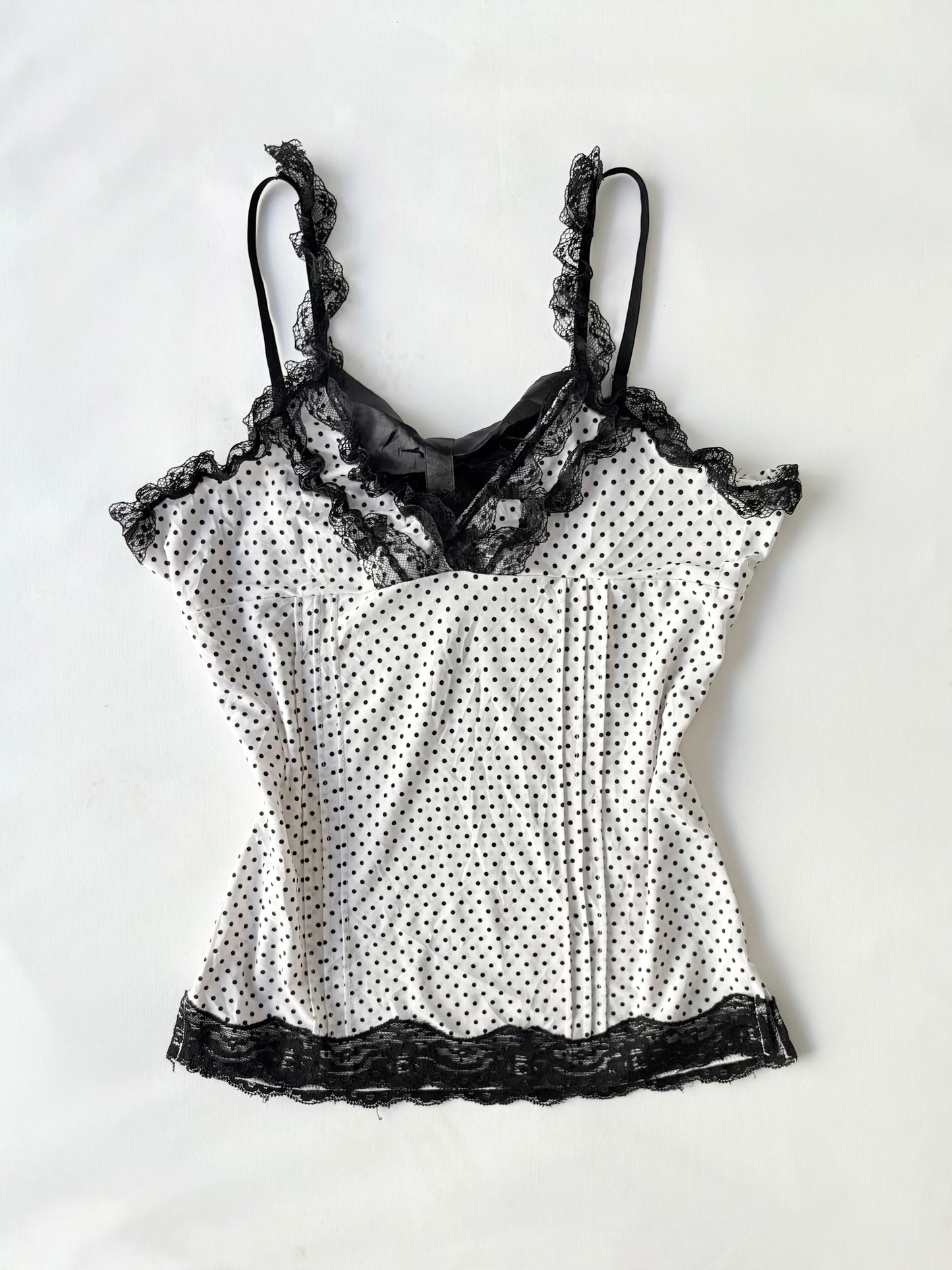 00’s Polka dot lace trim cami | Size 10