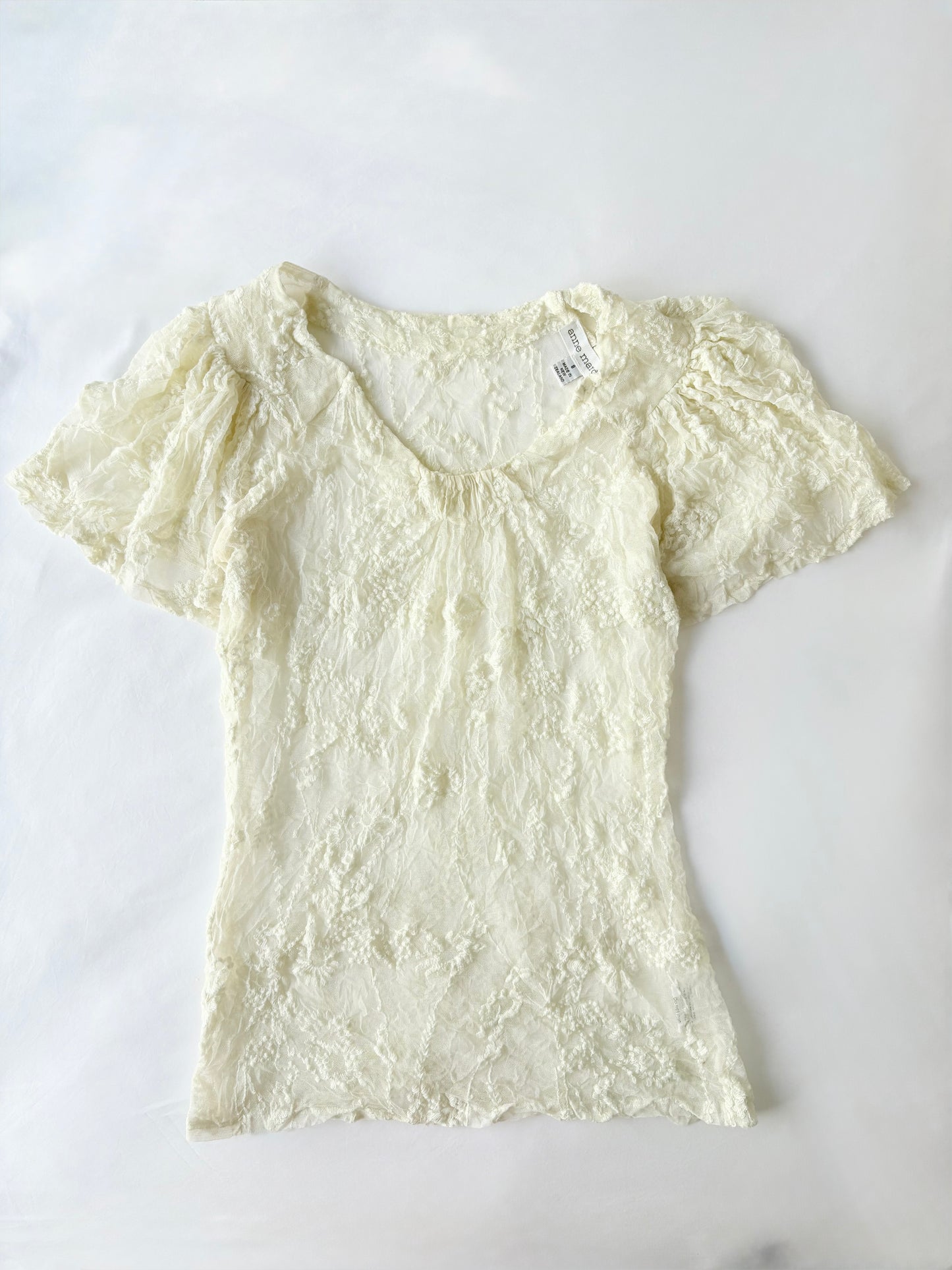 00’s Anne Mardell cream lace top | Size 8-12