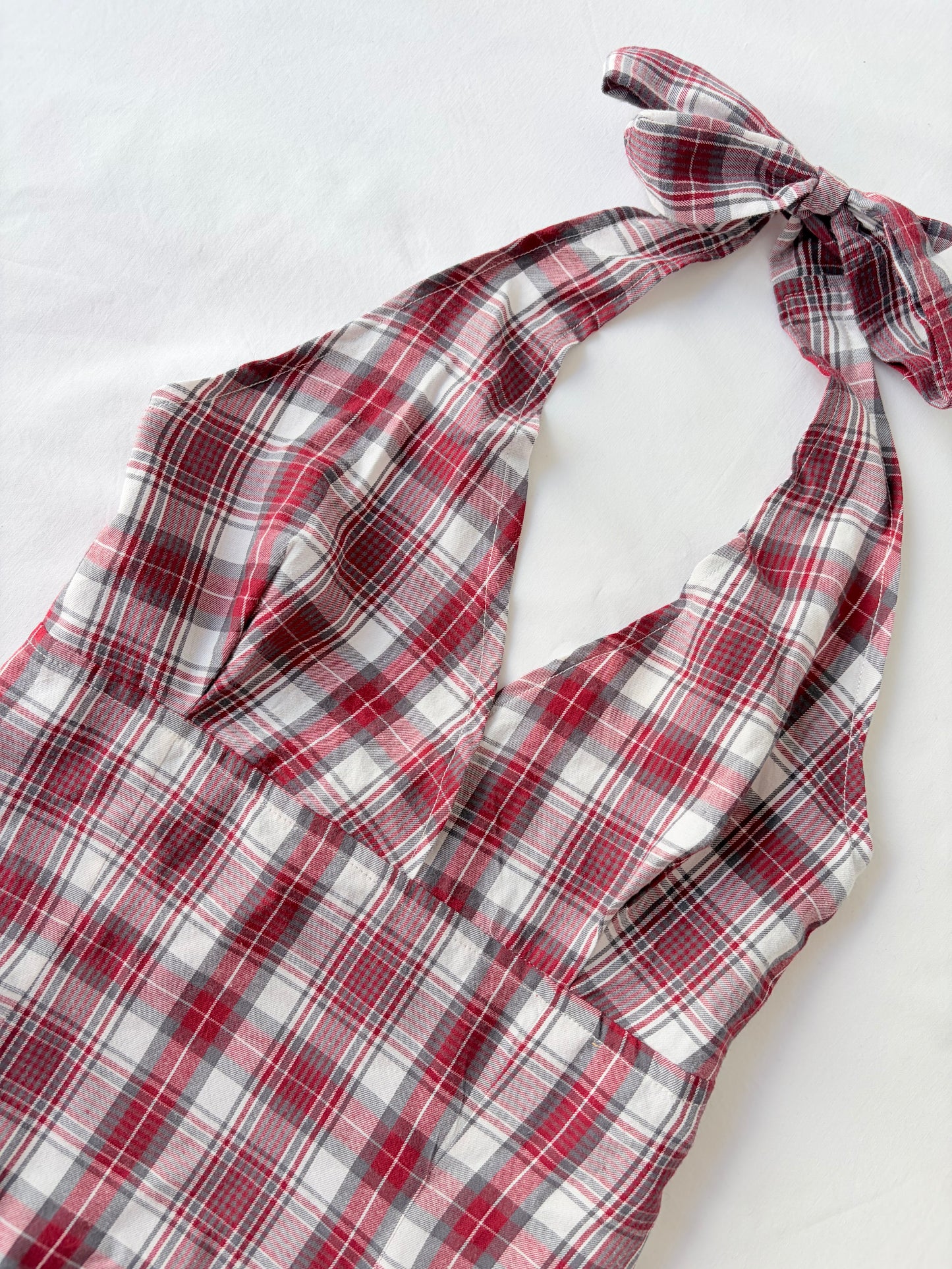 00’s Red plaid halter tank | Size 10-12