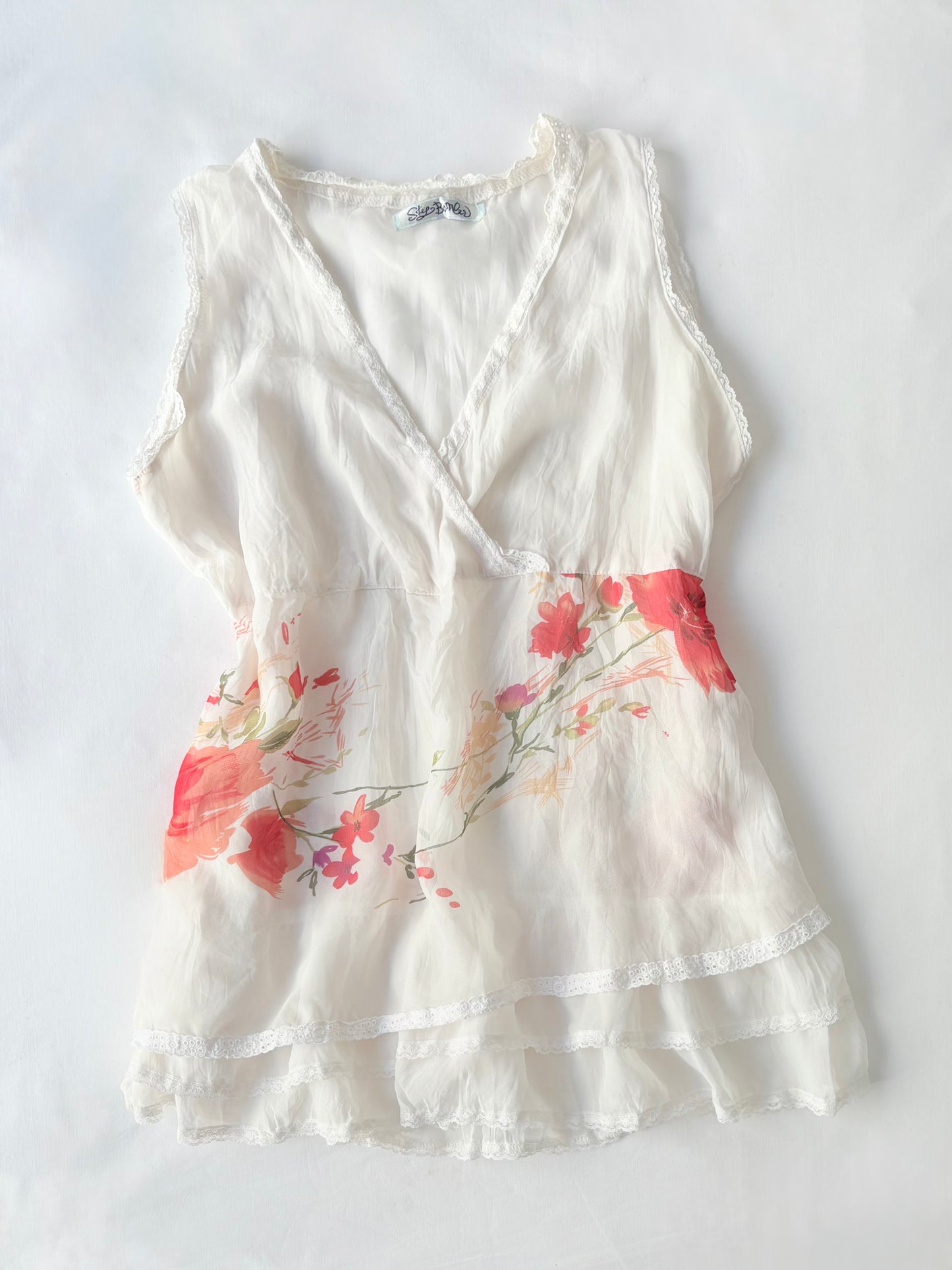00’s Sky Bomber floral layered top | Size 12