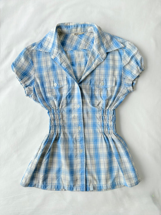 00’s Snow plaid cinched shirt | Size 10