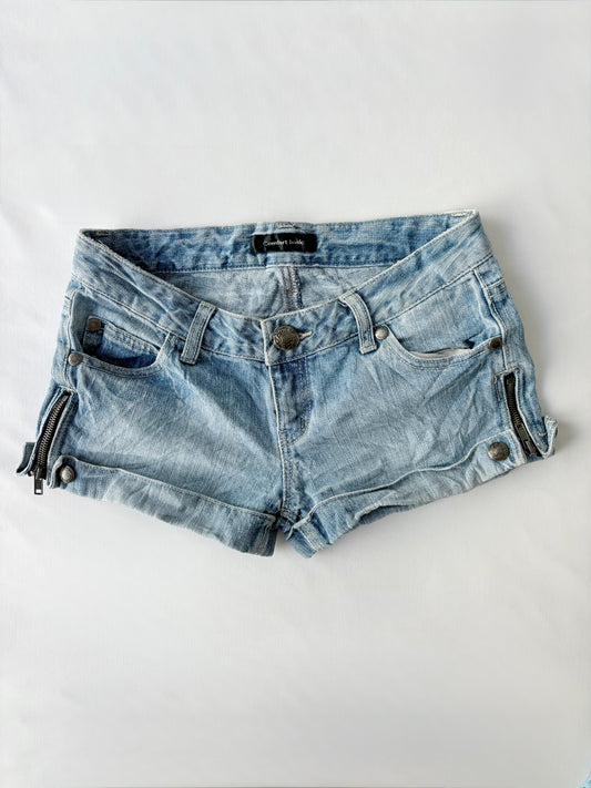 00’s Low rise zipper denim shorts | Size 8