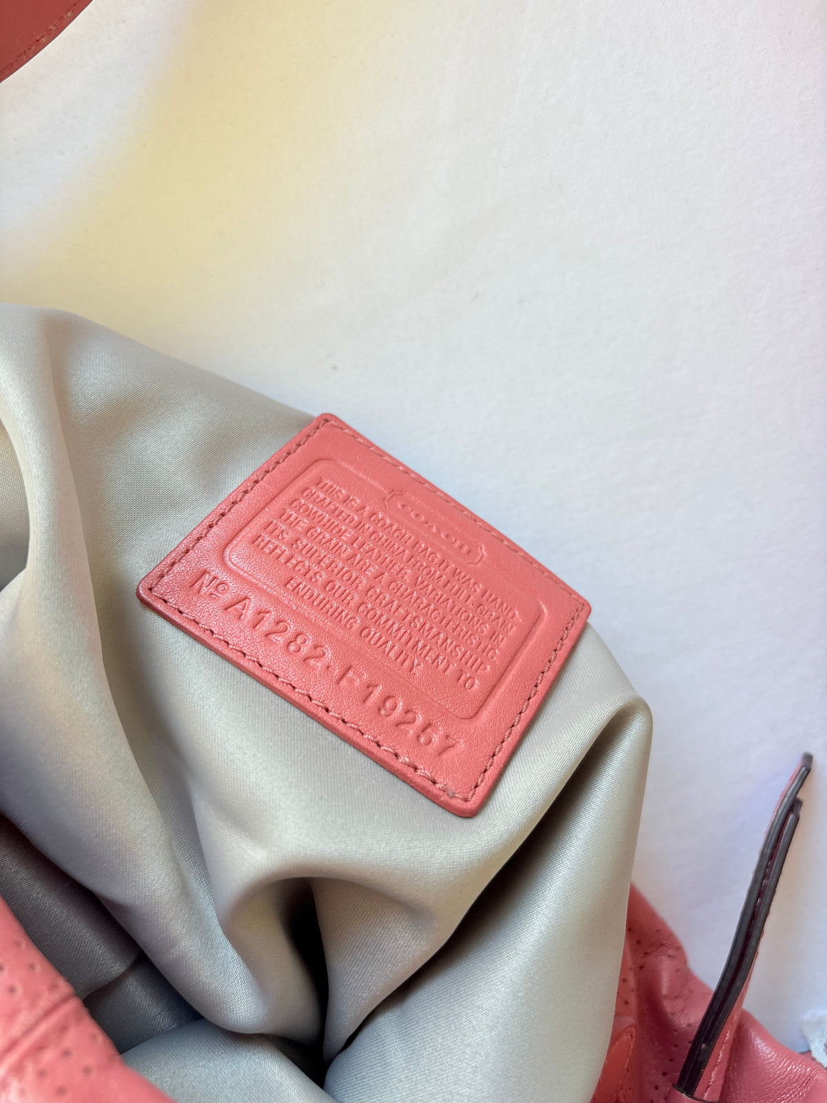 2012 Coach salmon signature shoulder bag