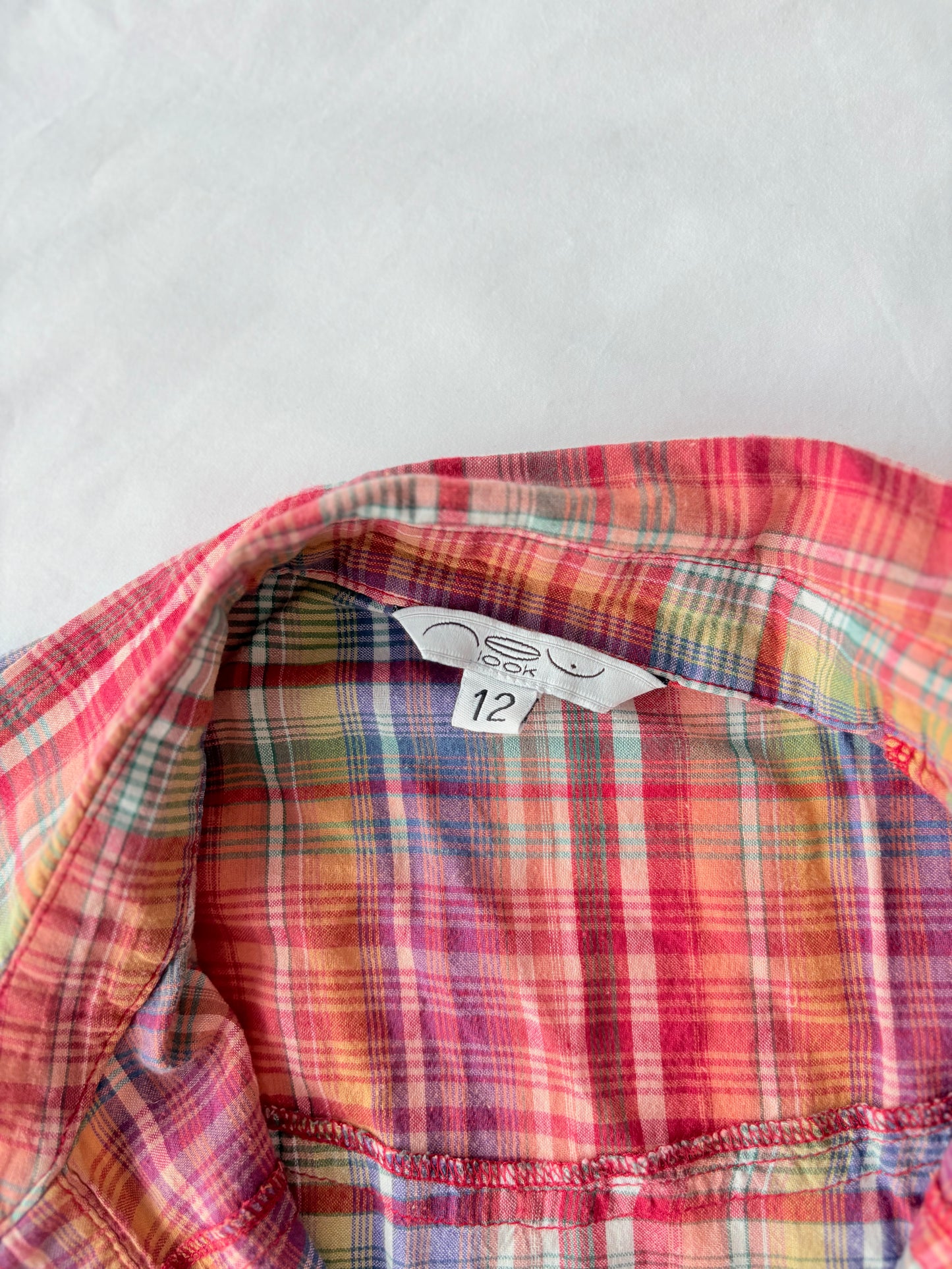 00’s Plaid tie front top | Size 10