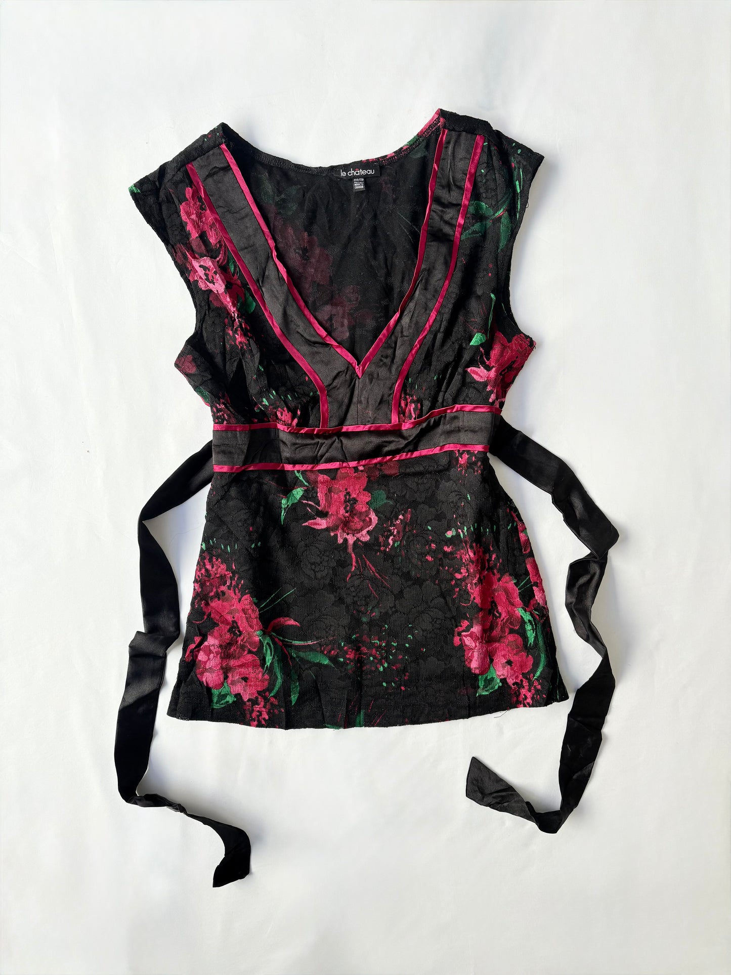 00’s Le Chateau floral tie top | Size XS