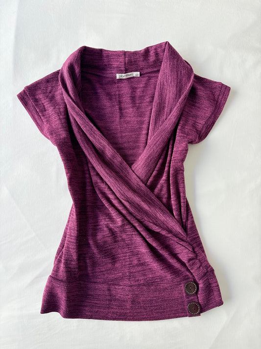 00’s Cap sleeve purple knit top | Size large