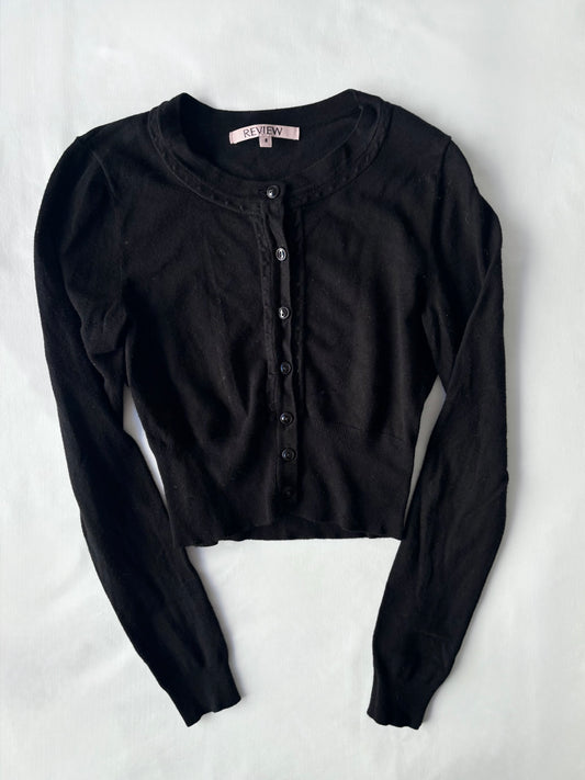 00’s Review cropped black cardigan | Size 8
