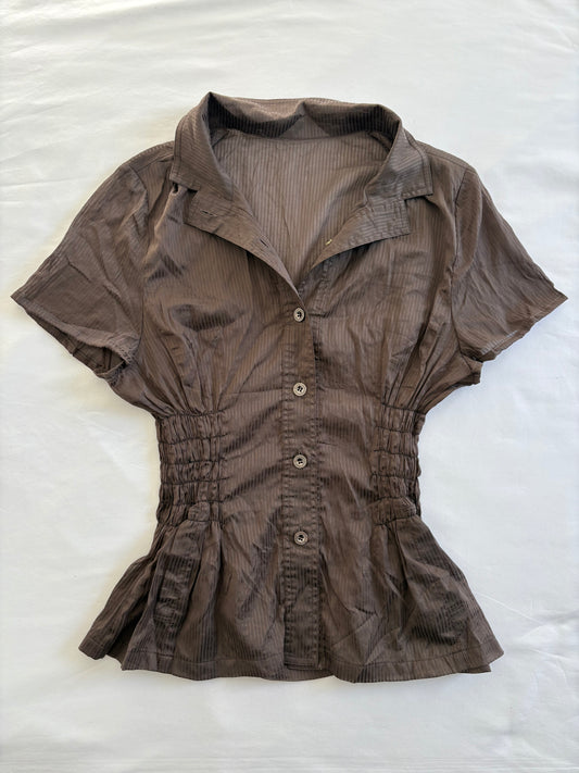 00’s Silk sheer cinched shirt | Size 10-12