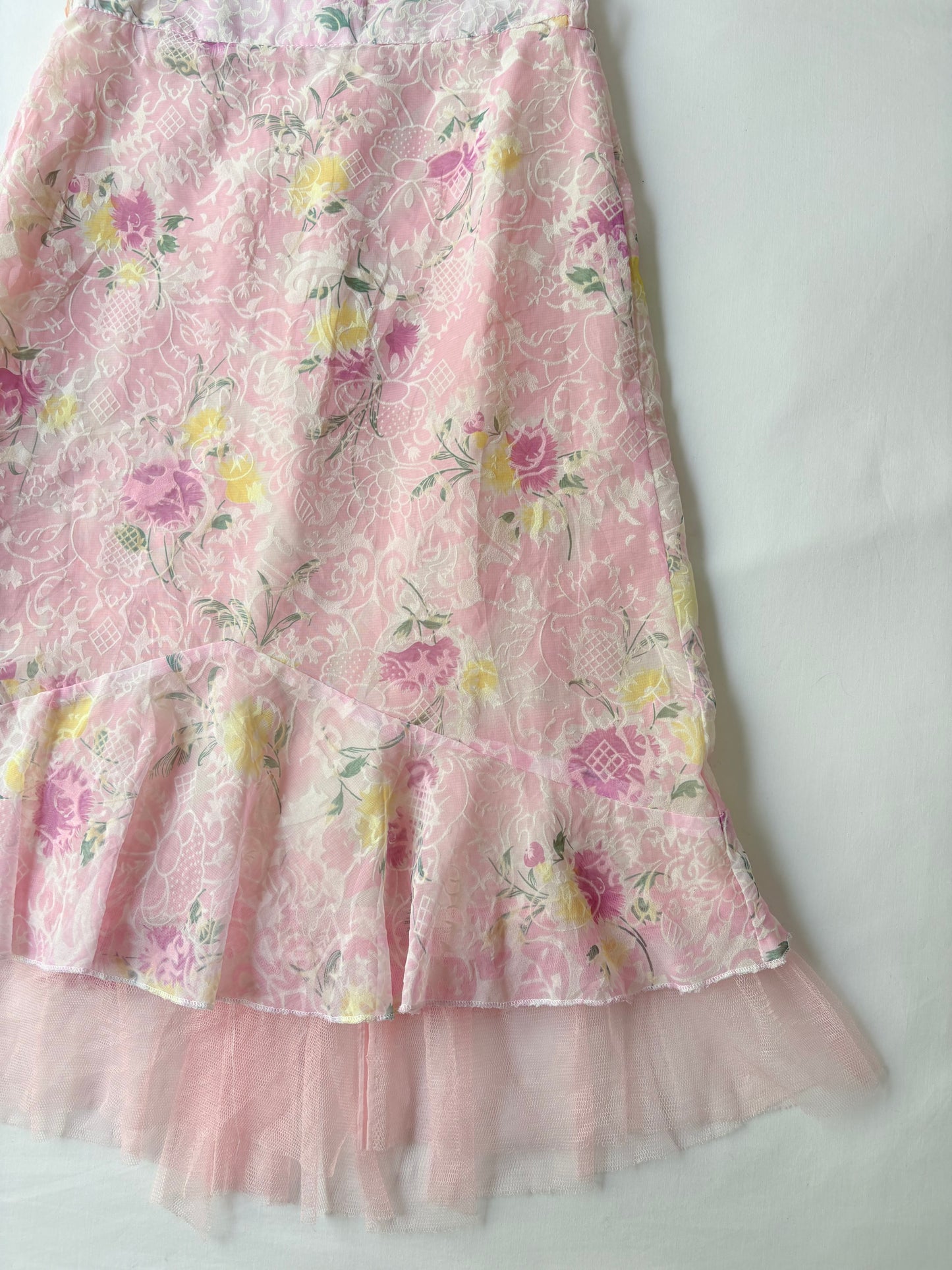 00’s Tulle floral midi skirt | Size 4-6