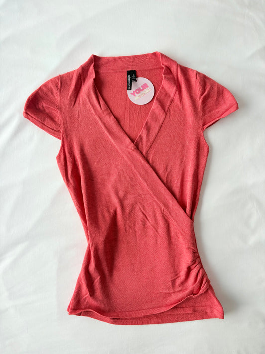 00’s Peach cap sleeve knit top | Size 6-8