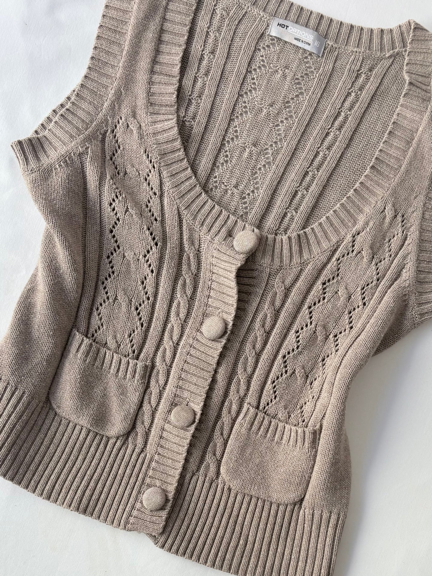 00’s Hot Options cable knit vest | Size 16