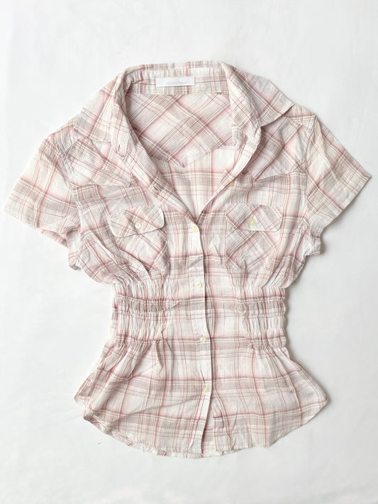 00’s Pink plaid cinched shirt | Size 8