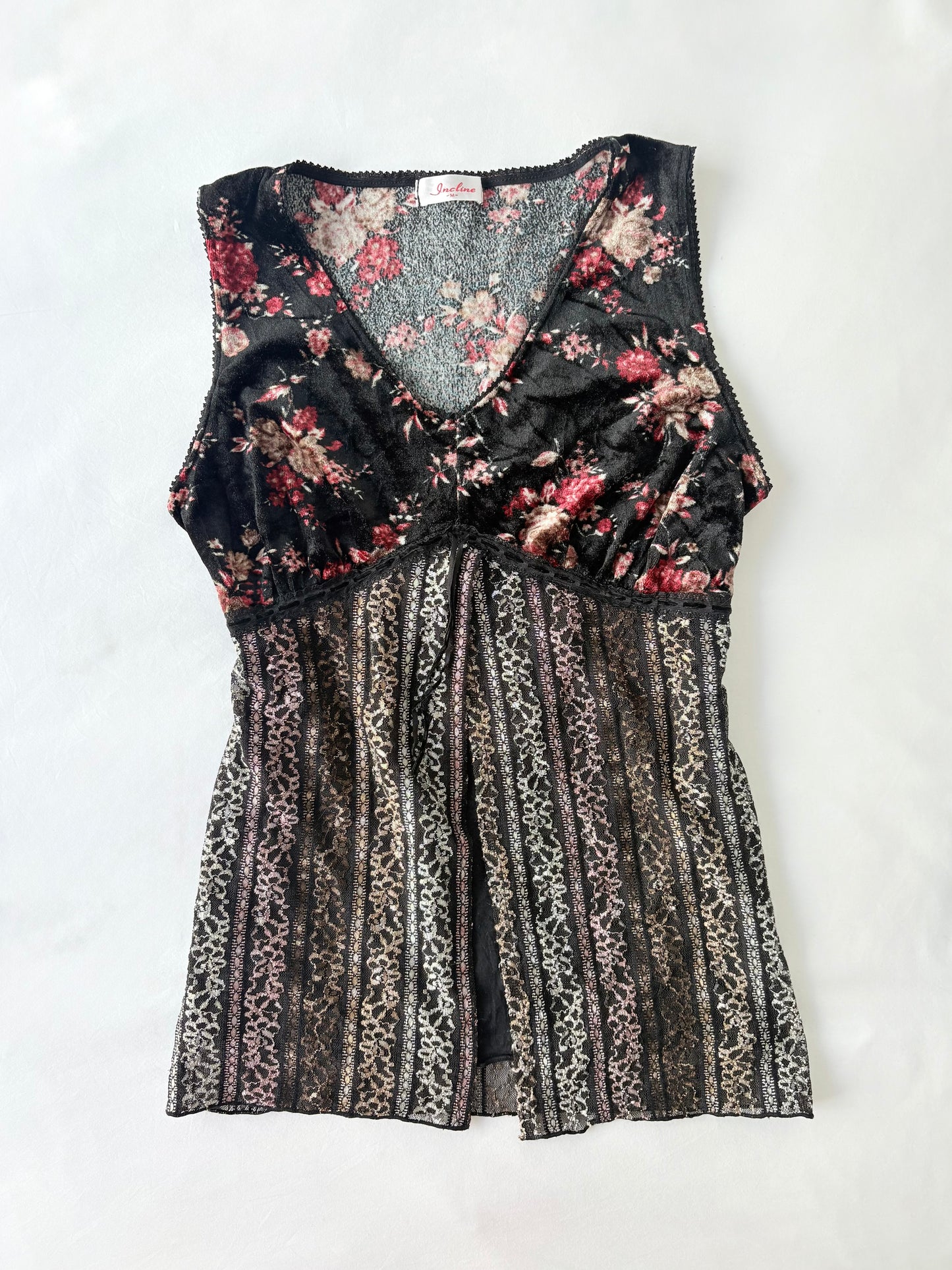 00’s Crushed velvet floral tank | Size 10