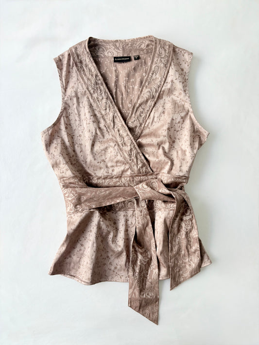00’s Champagne tie top | Size small