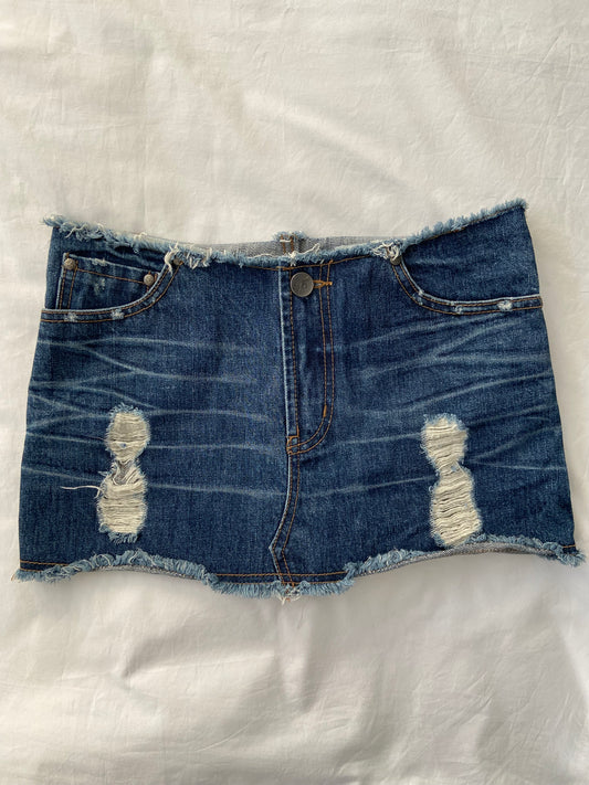 00’s Raw denim mini skirt | Size 8