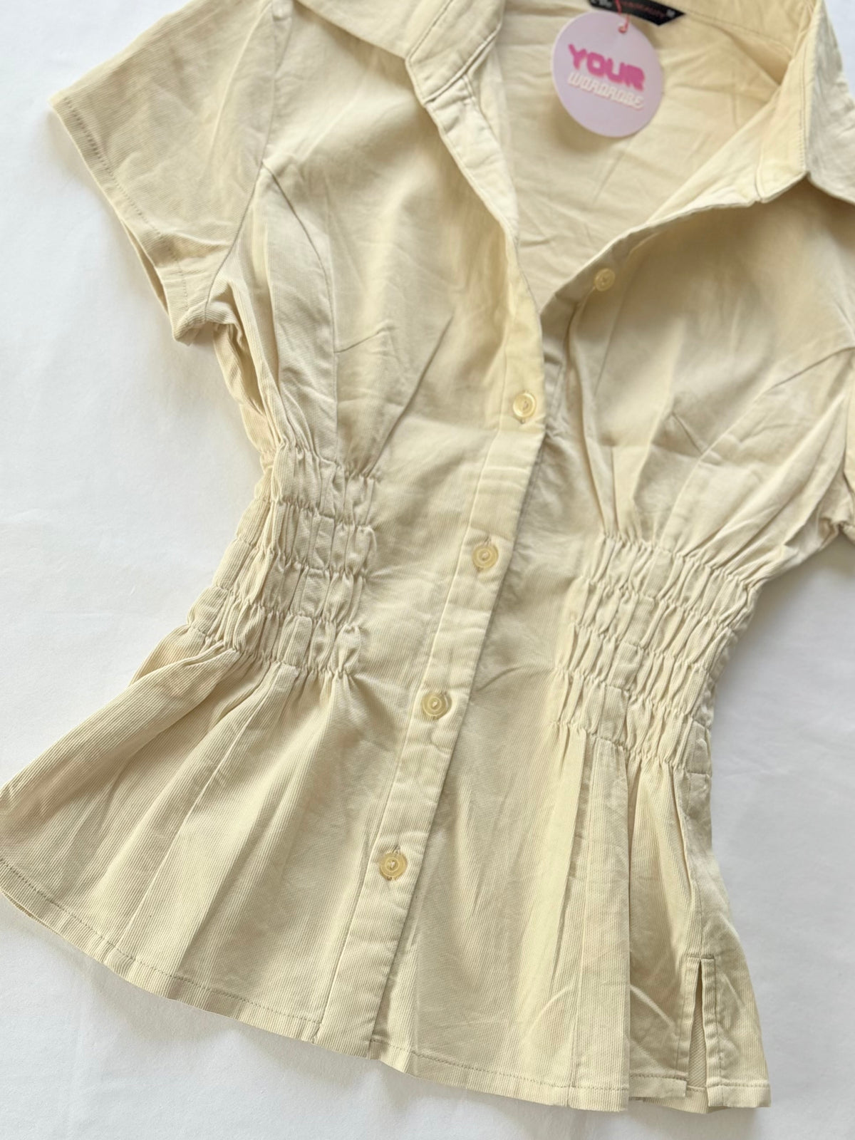 00’s L&B cream cinched shirt | Size 8