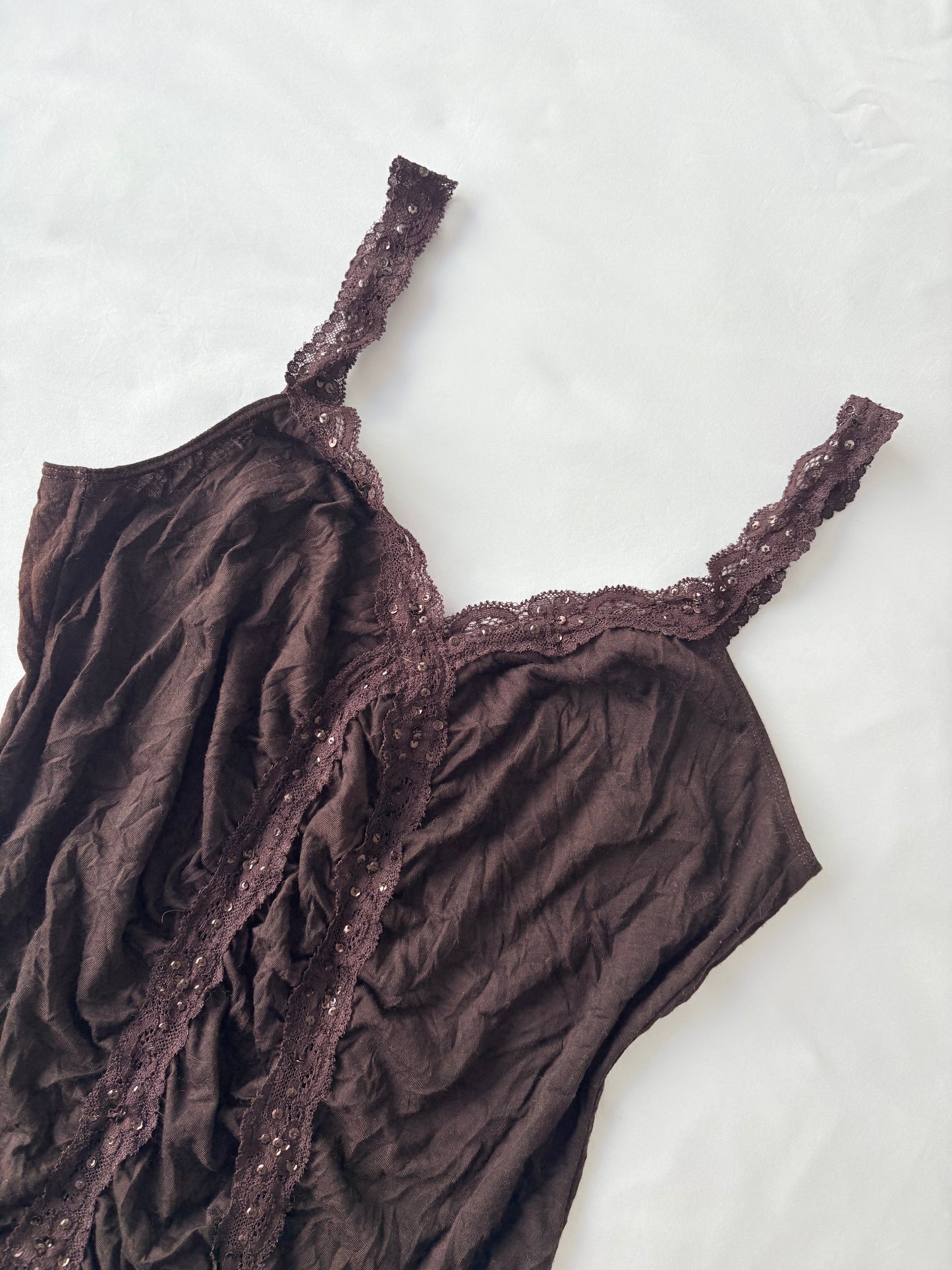 00’s Chocolate brown sequin cami | Size medium