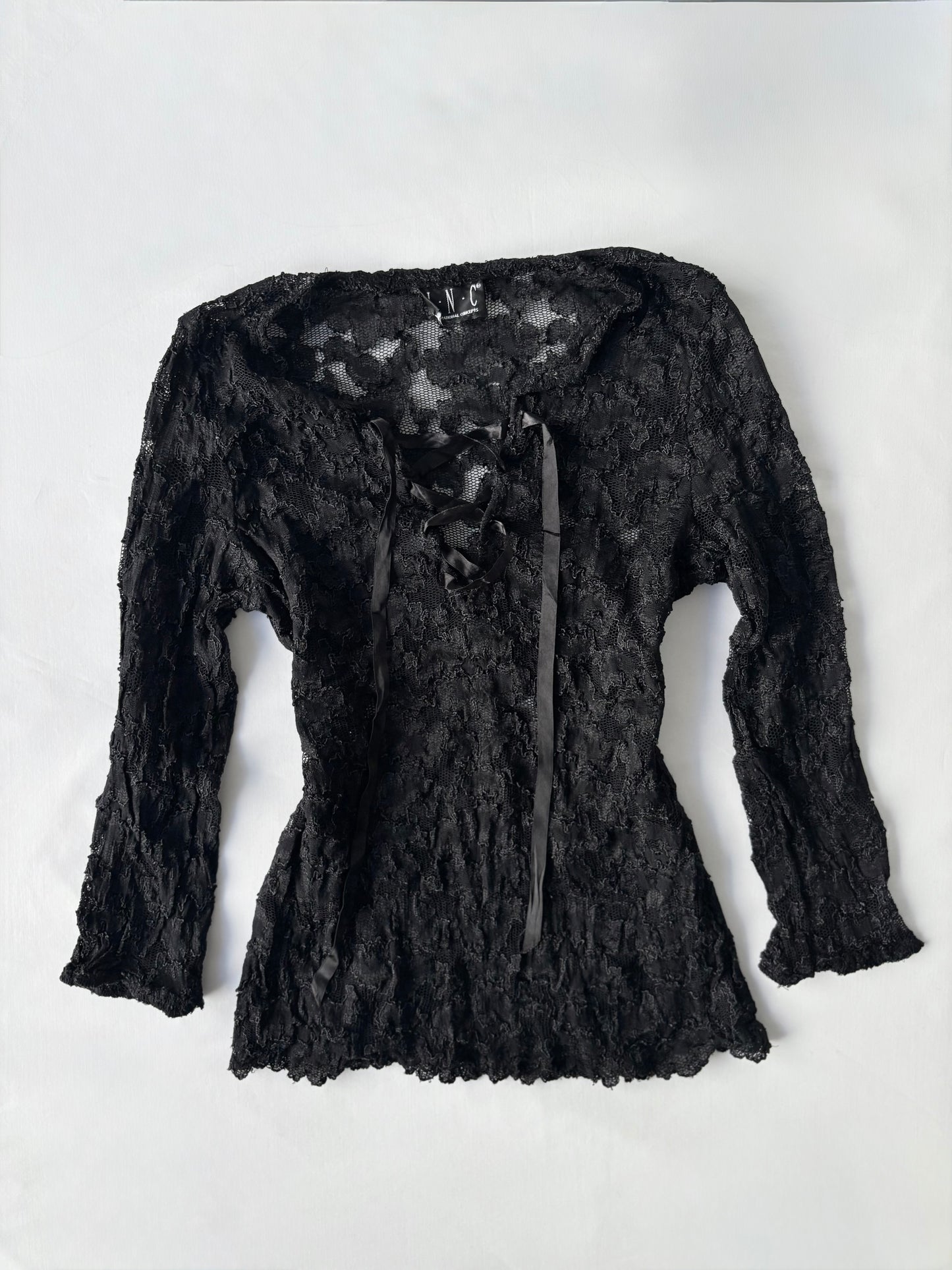 00’s INC black lace up top | Size small