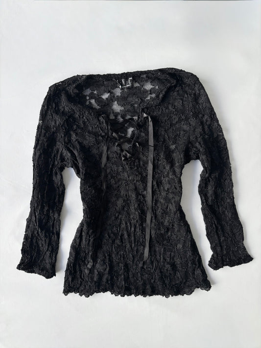 00’s INC black lace up top | Size small