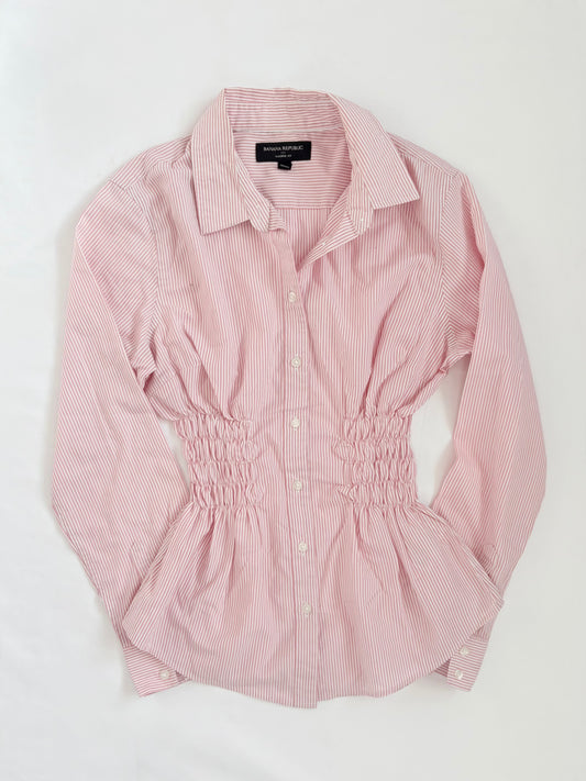 00’s Banana Republic pink cinched shirt | Size 10