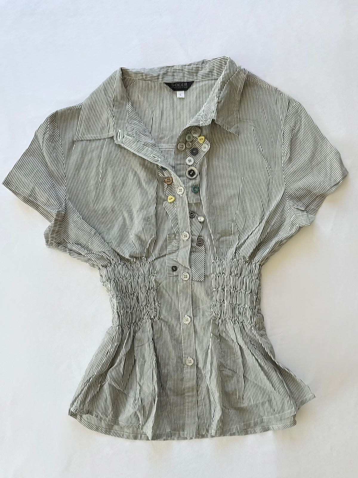 00’s S-Deer button cinched shirt | Size 8
